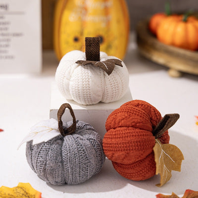 Halloween & Thanksgiving Knitted Pumpkin Maple Leaf Desktop Ornament