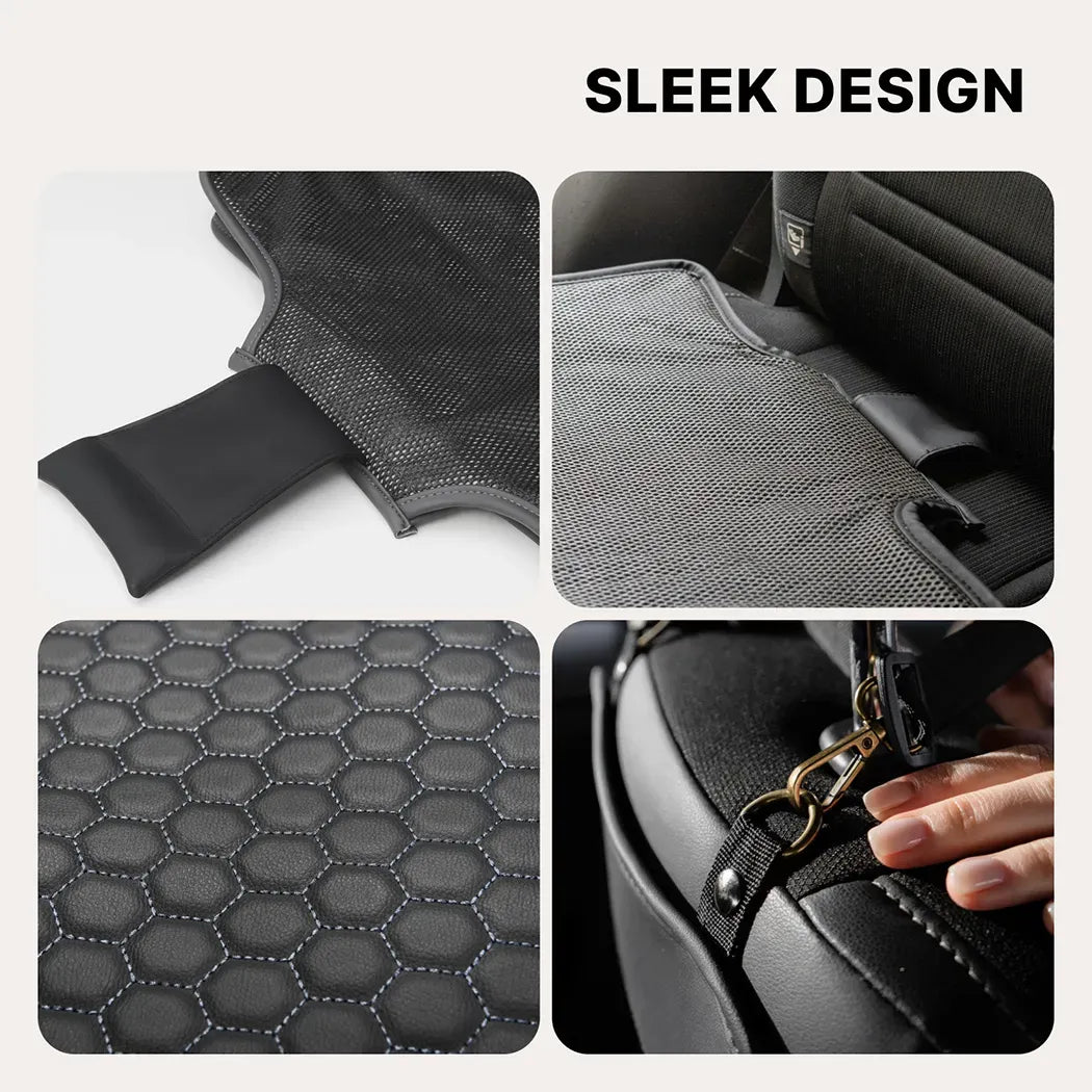 Car Seat Protector Mat Black “Hexy” – Premium Eco Leather