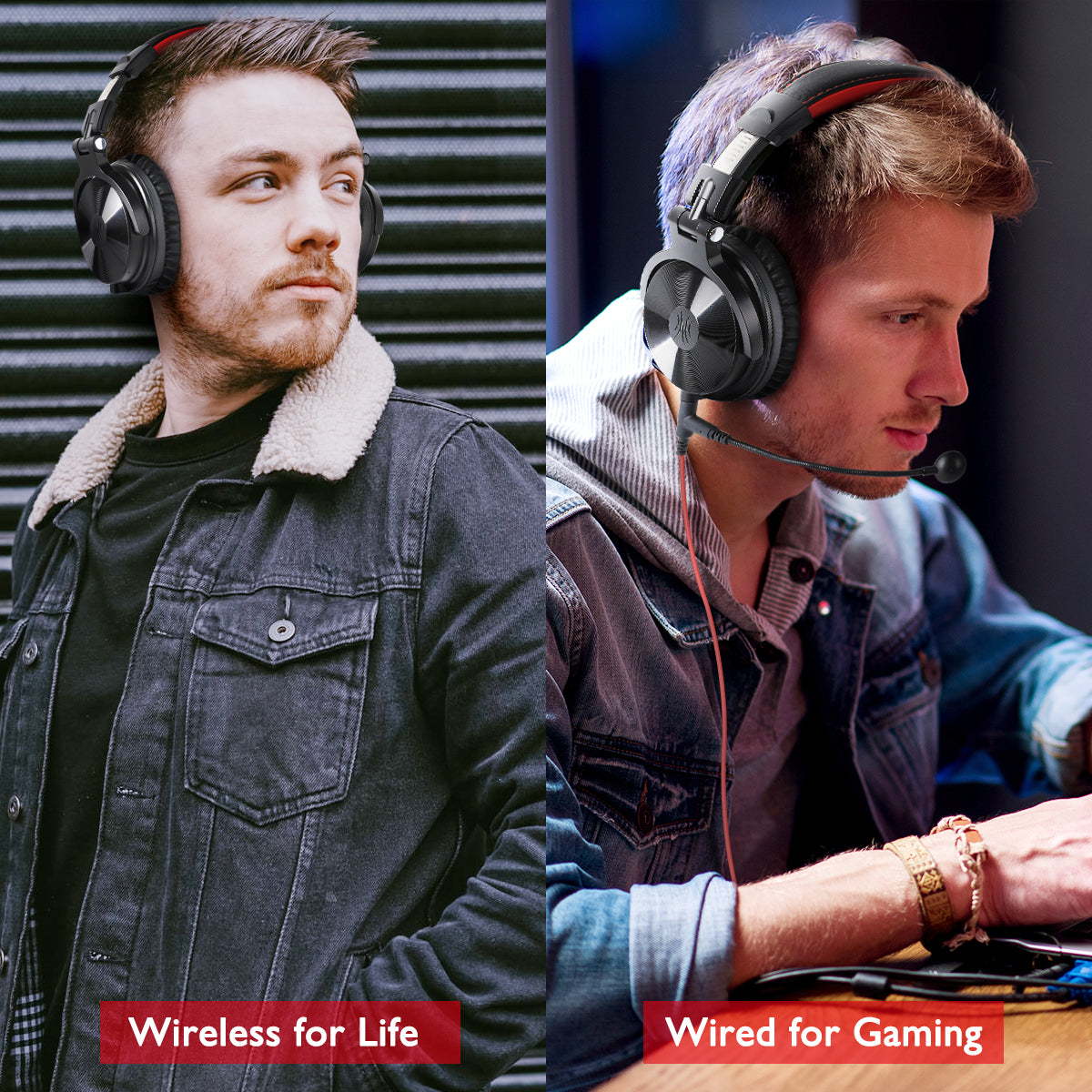 110-Hour Wireless Bluetooth 5.2 & Wired Gaming Headset with Mic