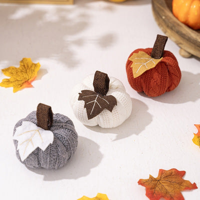 Halloween & Thanksgiving Knitted Pumpkin Maple Leaf Desktop Ornament