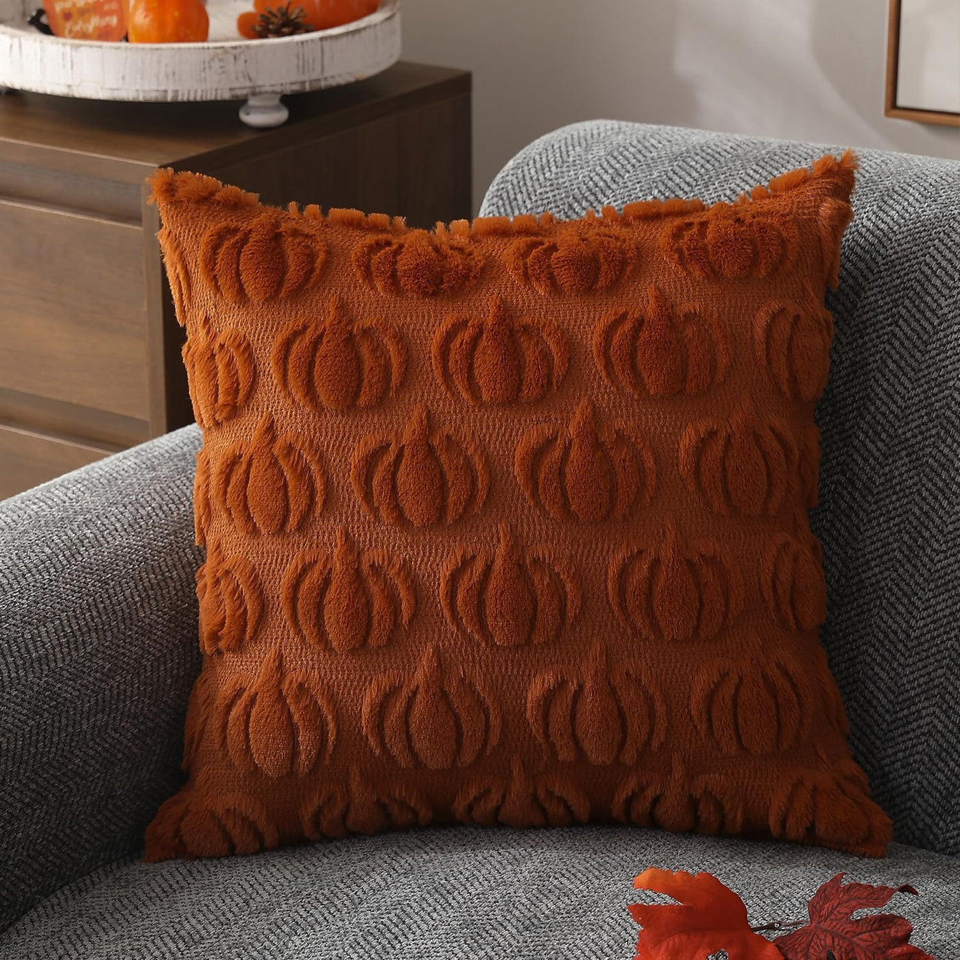 Autumn Pumpkin Plush Pillow Cover