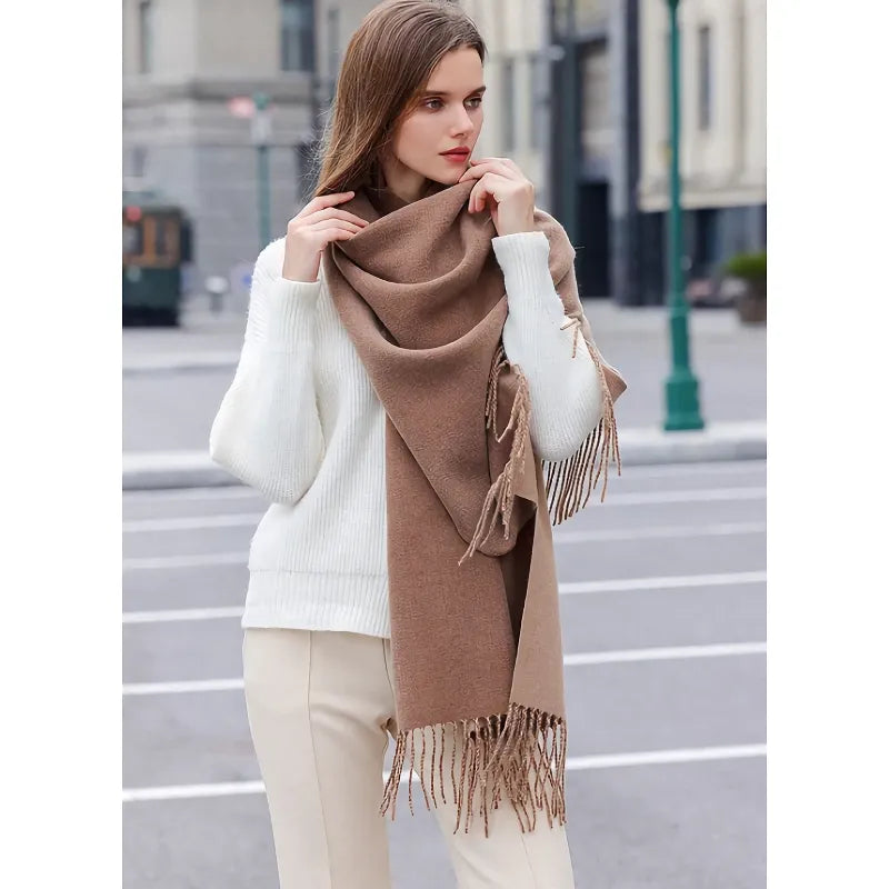 Solid Imitation Cashmere Scarf Shawl