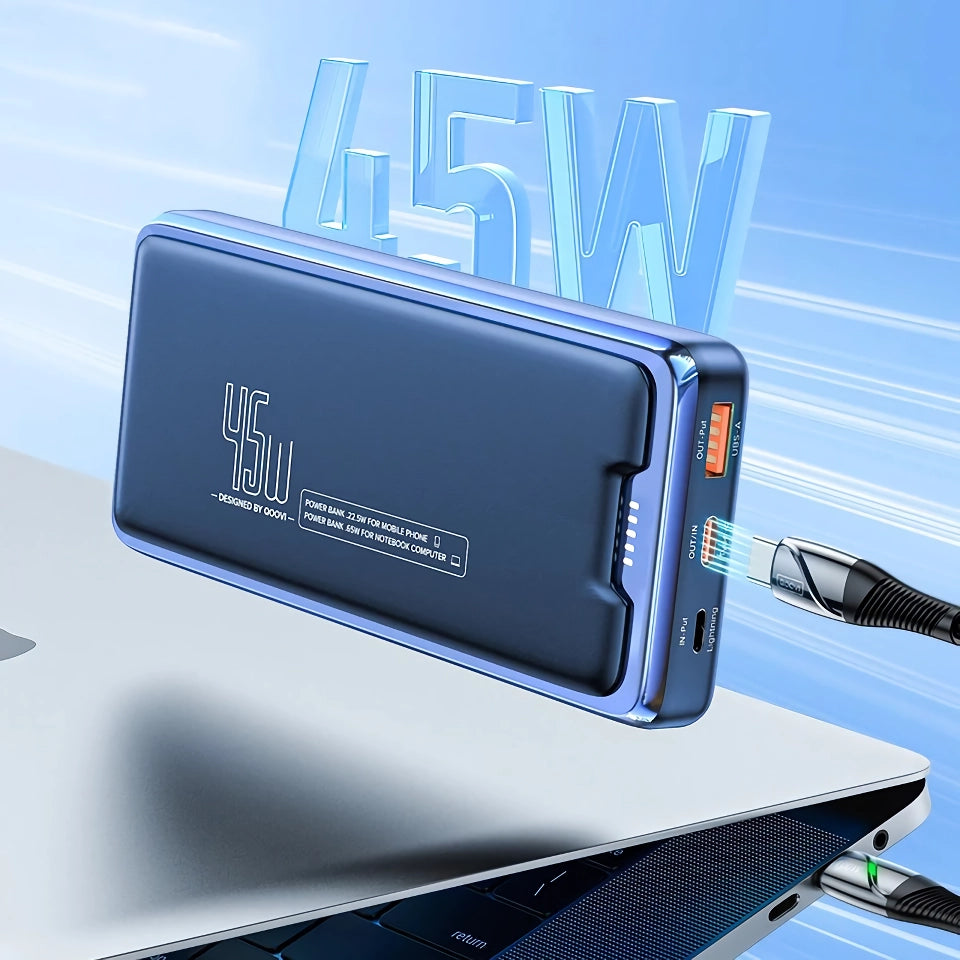 High-Capacity 20000mAh Power Bank with 45W Fast Charging for Laptops and Smartphones