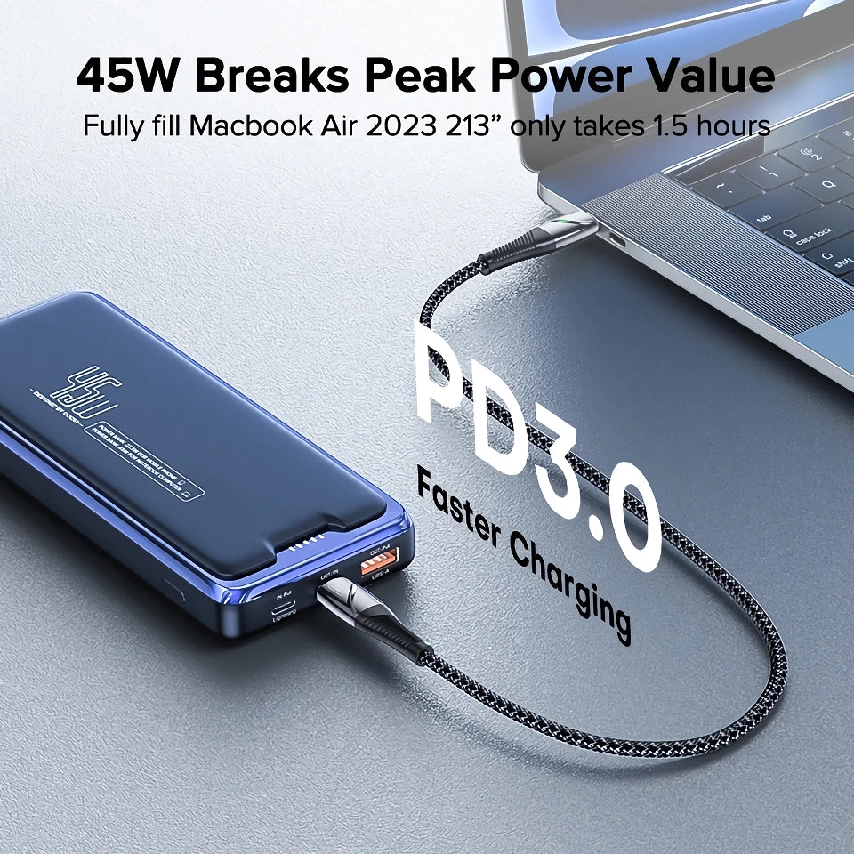 High-Capacity 20000mAh Power Bank with 45W Fast Charging for Laptops and Smartphones