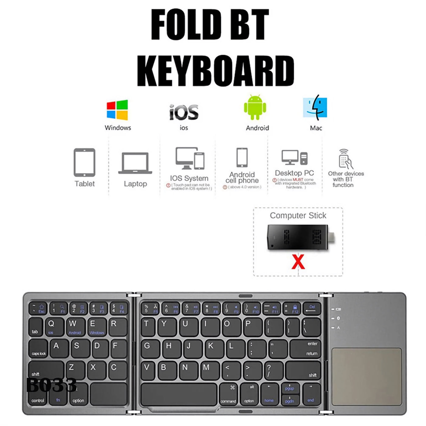 Mini Wireless Bluetooth Folding Keyboard