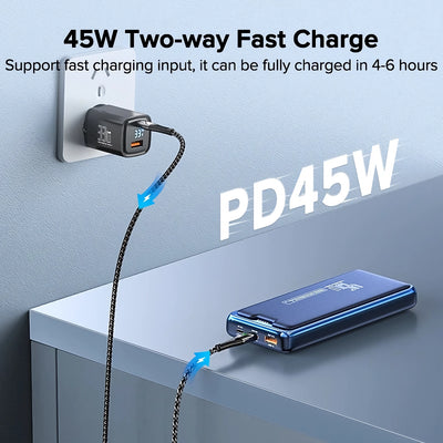 High-Capacity 20000mAh Power Bank with 45W Fast Charging for Laptops and Smartphones