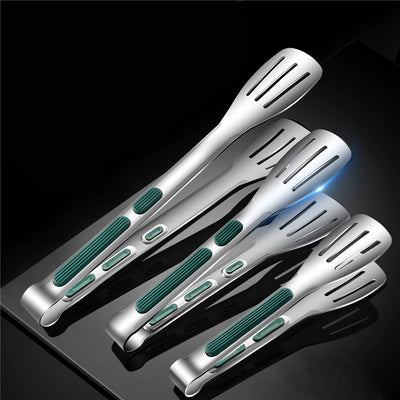 Stainless Steel Non-Slip Food Tongs for Barbecue, Salad, and Bread Serving