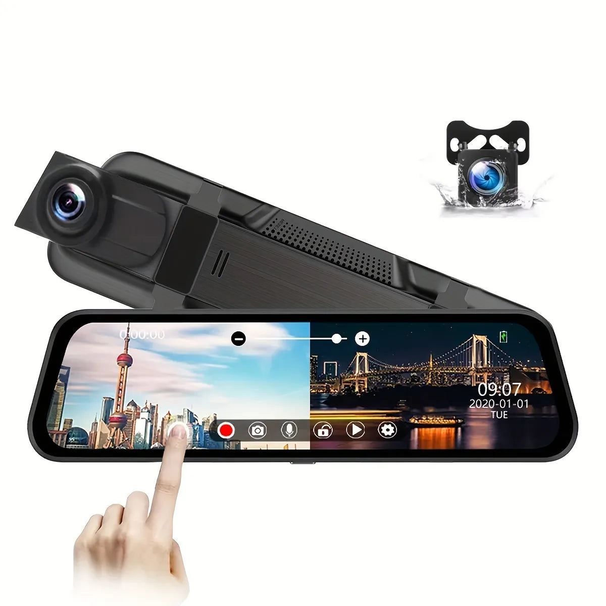 Car 10 Inch 4K Wi-Fi GPS Mirror Dash Cam Dual Lens