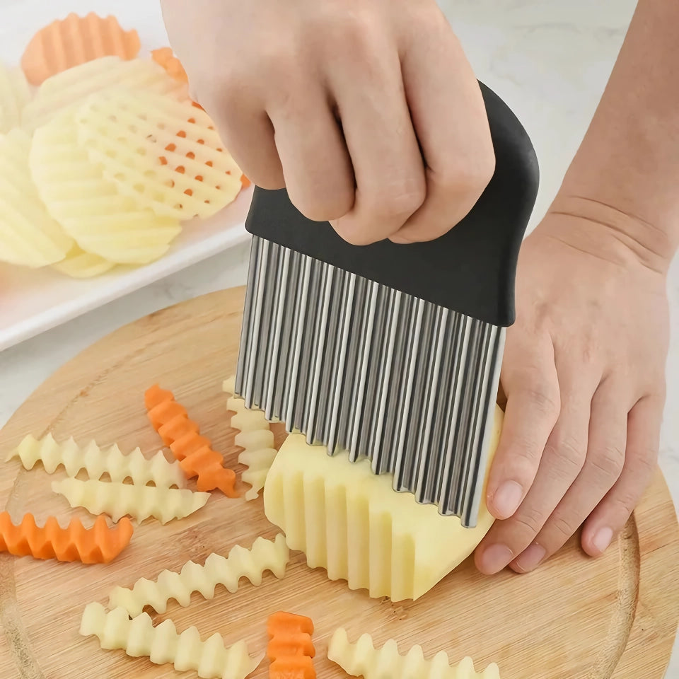 Stainless Steel Wavy Vegetable & Fruit Slicer – Crinkle Cut French Fry Maker