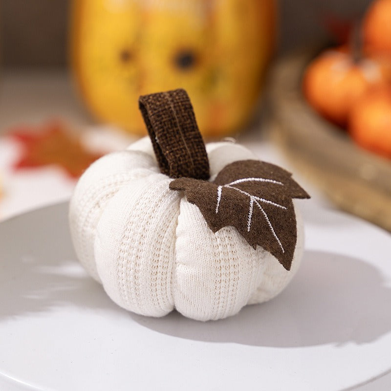 Halloween & Thanksgiving Knitted Pumpkin Maple Leaf Desktop Ornament