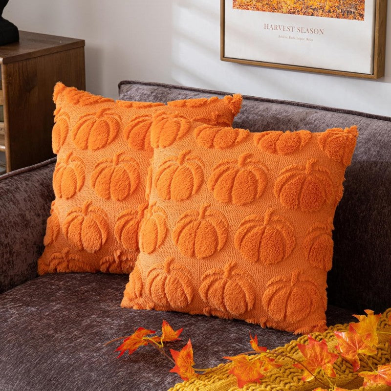 Autumn Pumpkin Plush Pillow Cover