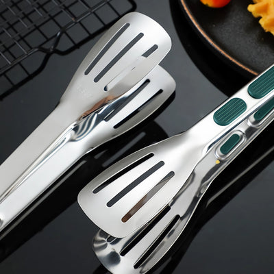 Stainless Steel Non-Slip Food Tongs for Barbecue, Salad, and Bread Serving