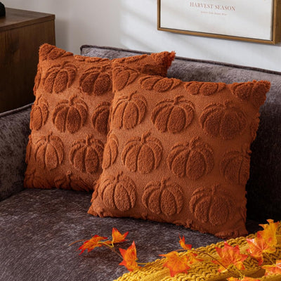 Autumn Pumpkin Plush Pillow Cover