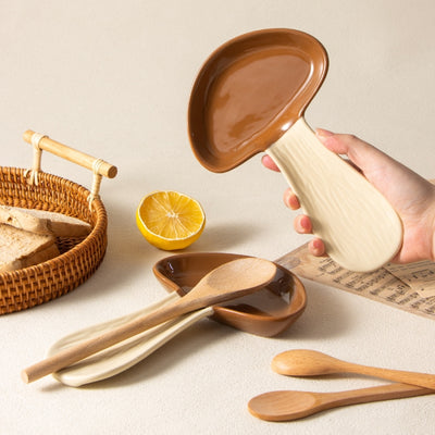 Mushroom-Shaped Wooden Ceramic Tray