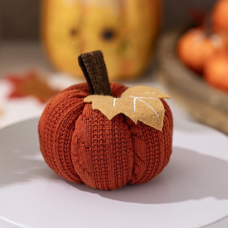 Halloween & Thanksgiving Knitted Pumpkin Maple Leaf Desktop Ornament