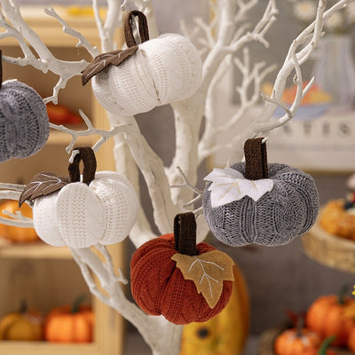 Halloween & Thanksgiving Knitted Pumpkin Maple Leaf Desktop Ornament